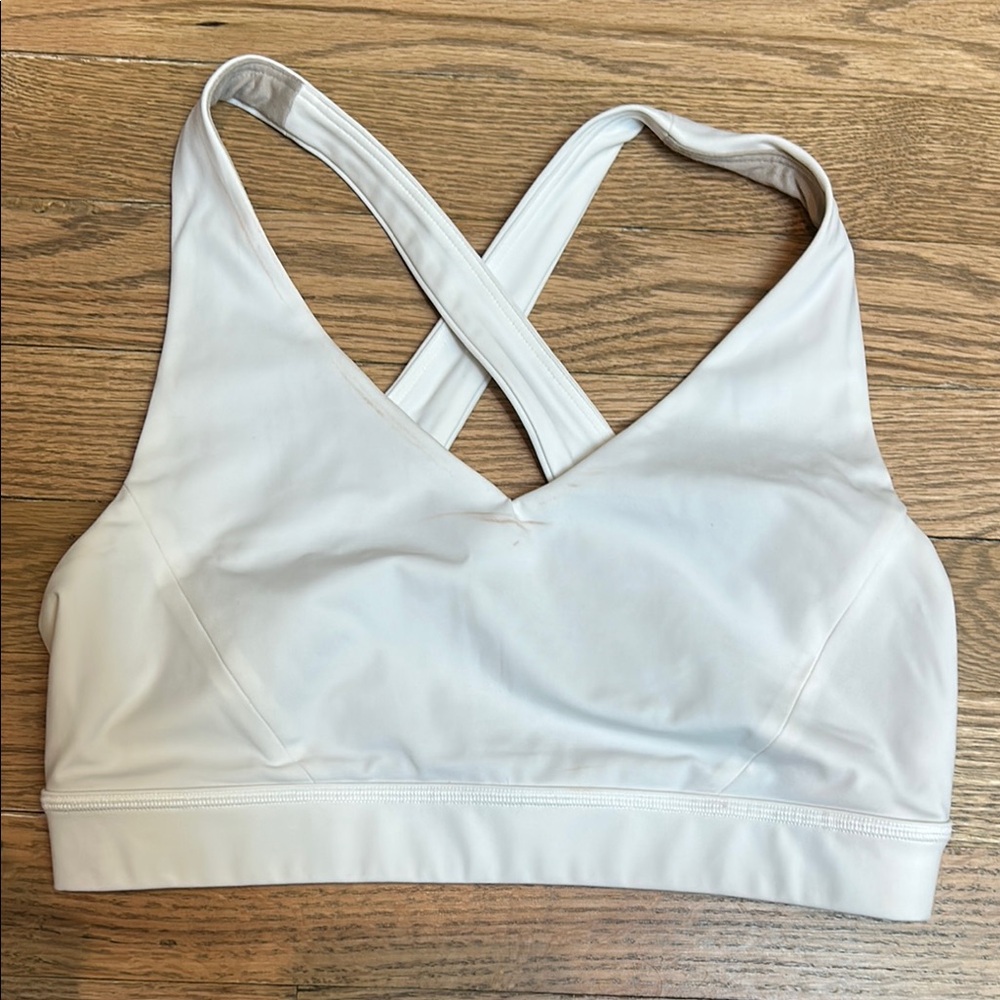 Lululemon Cream Sports Bra with Crisscross Straps